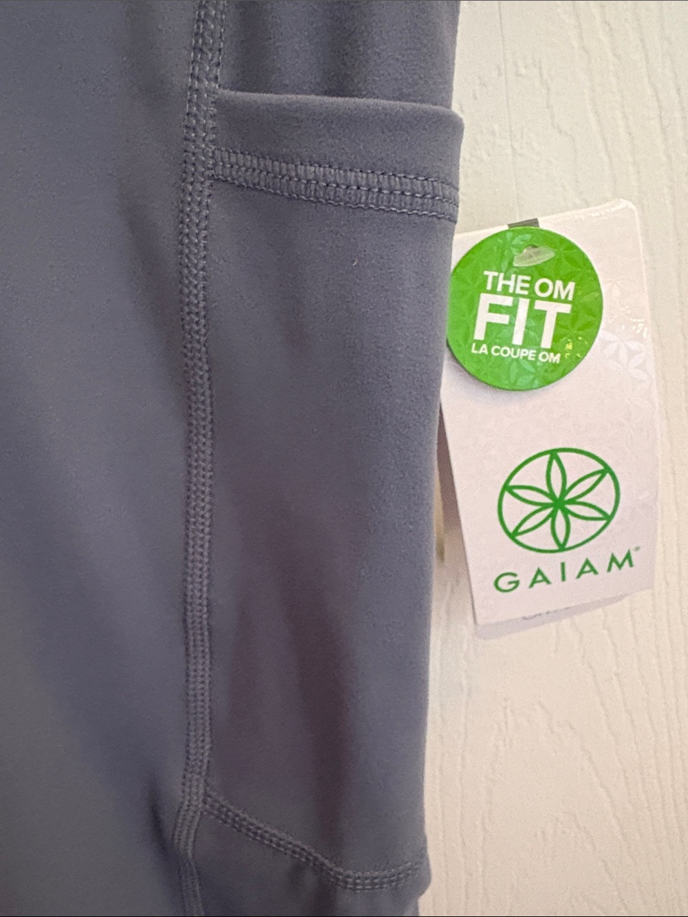 GAIAM NWT OM-DRI blue-Gray High-Rise karma 7/8 Leggings with Side Pockets yoga - Picture 8 of 12
